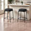 Tabouret de bar 2 pièces en cuir avec pieds en métal noir H 25,79 po x l 15,8 po x P 15,8 po Millicent