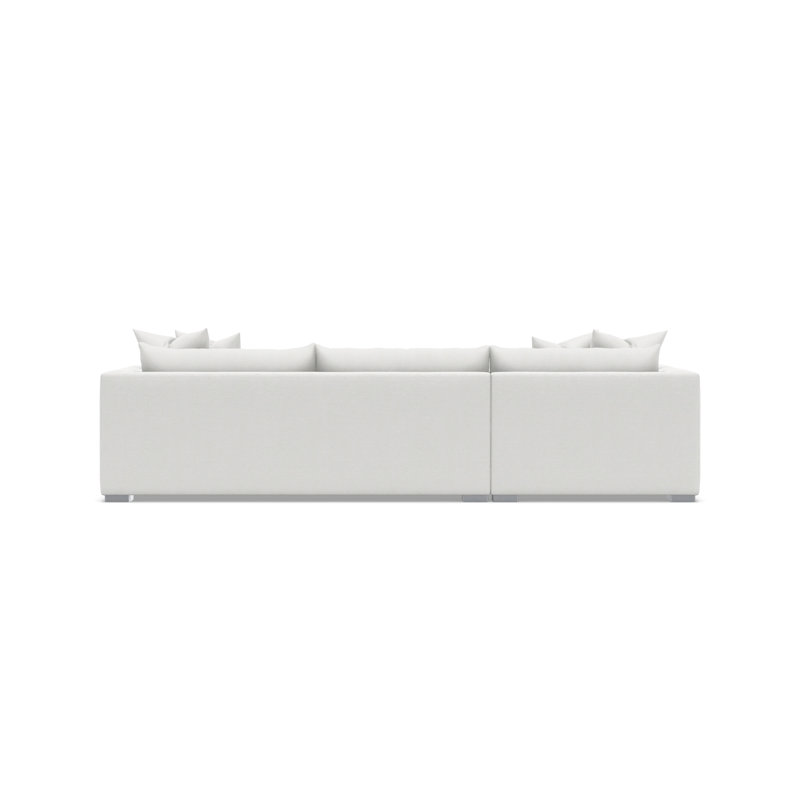 Sectional, White Polyester, Left Hand Facing