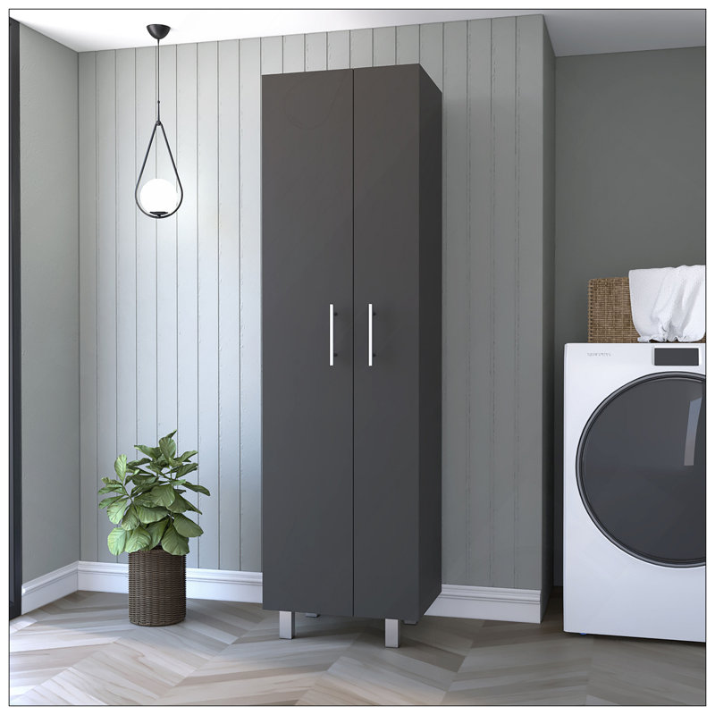 Armoire garde-robe à balconnet, cinq tablettes, Noir
