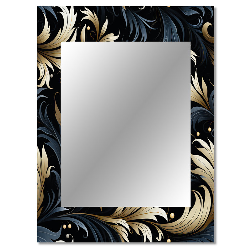 Calligraphie noire et grise Snelon s'épanouit - miroir mural damassé, miroir décoratif bohème, impression d'art en métal