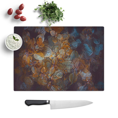 Tempered Glass Pretty Leaves Chopping Board