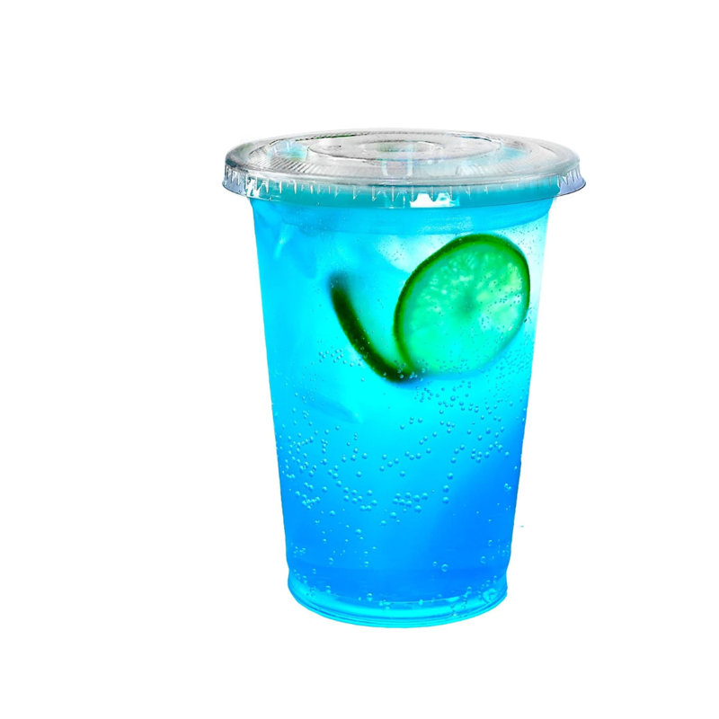 Gobelets jetables en plastique transparent 16 oz avec couvercles plats pour boissons froides, café glacé, soda, cocktail et gobelets Ecoqualité (25)