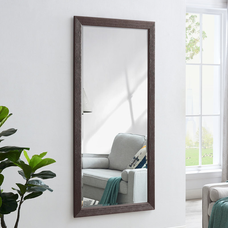 Lindberg Rectangle Full Length Mirror, Faux Wood Farmhouse Mirror, Floor Mirror, Espresso