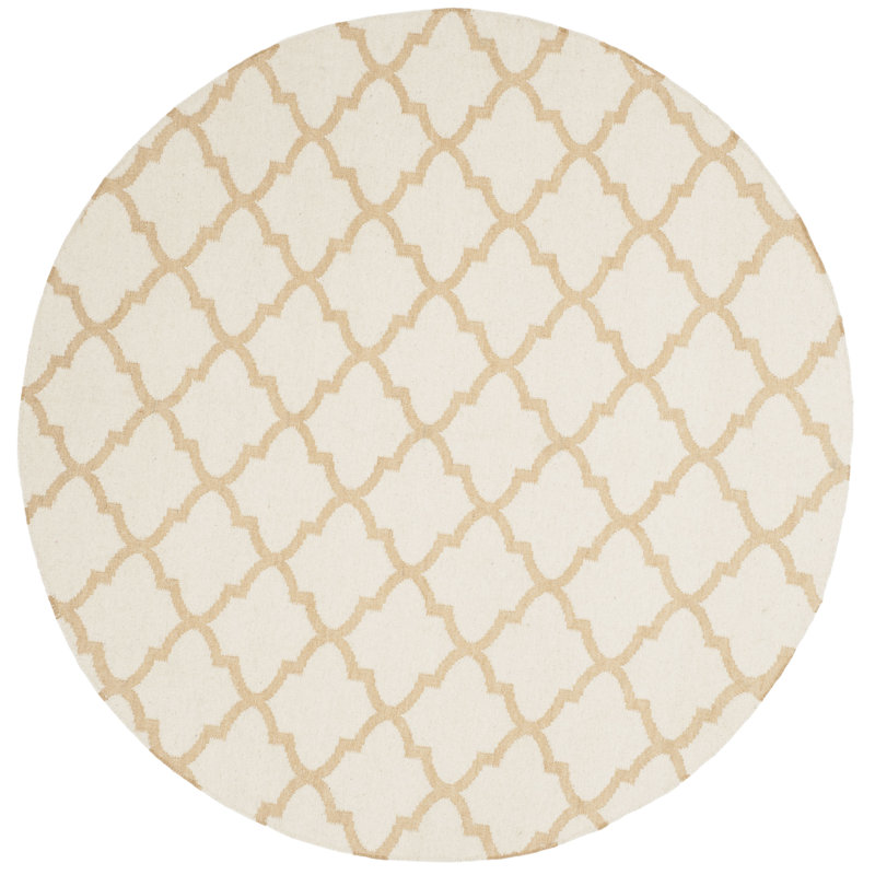 Milltown Hand Woven Flat Weave Wool Geometric Rug, Round 6'