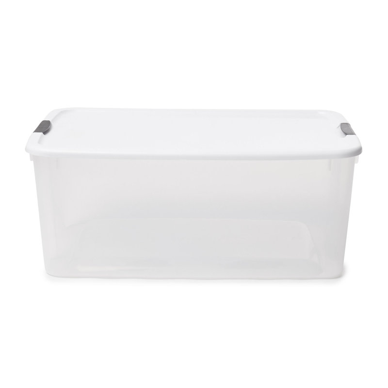 Sterilite Clear Plastic Stackable Storage Bin with White Latch Lid
