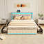 Estella Linen Upholstered Bed With LED Lighting And 4 Storage Drawers-775642149-791600045