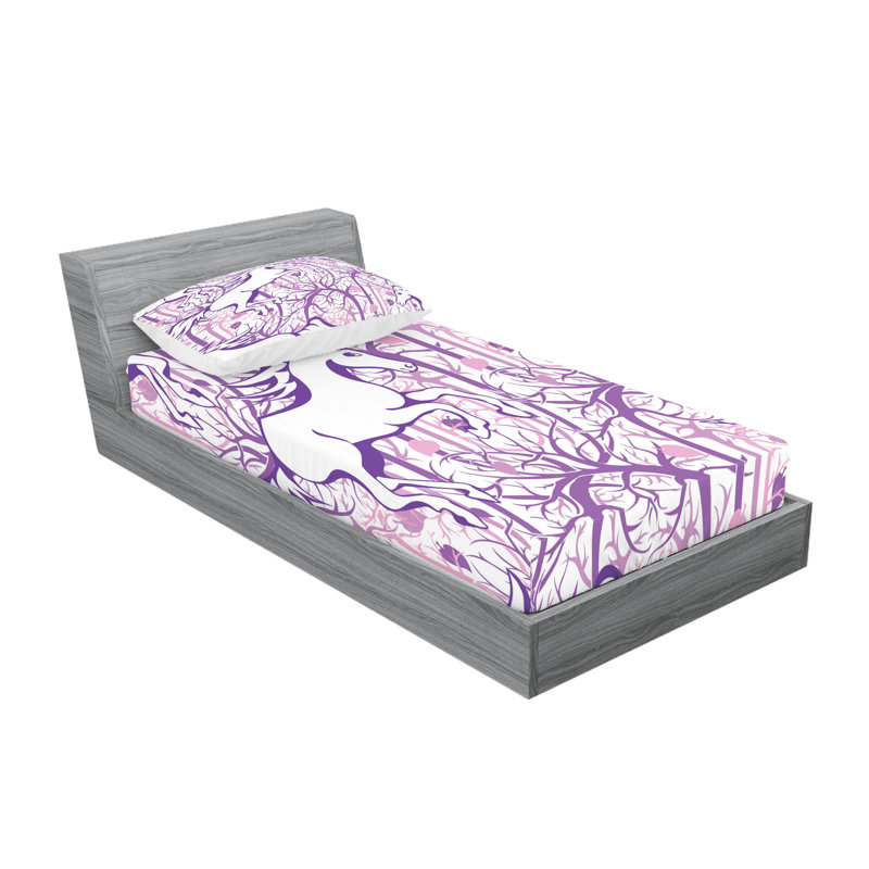 Drap-housse et coussin décoratif Ambesonne, Ensemble de draps pour lit simple + deux taies d'o