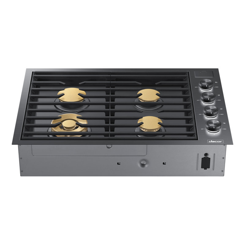 30" Gas Cooktop 4 Burners, Flush, Contemporary, NG/LP, Graphite Stainless