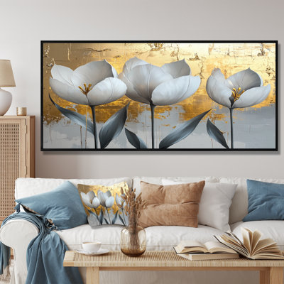 Golden Tulips Pure Form Of Blossoms - Tulipes, art mural
