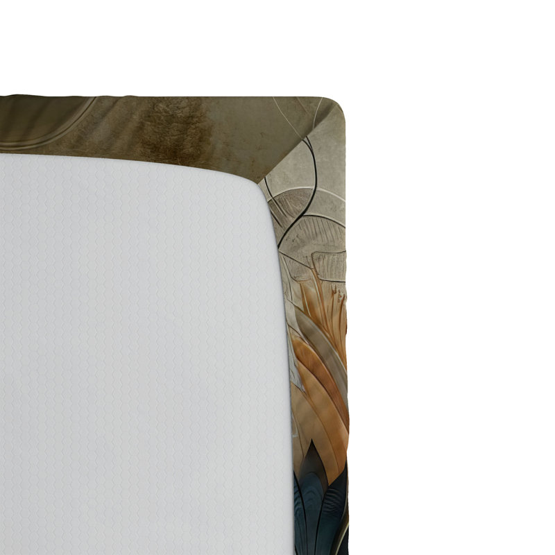 Drap-housse abstrait Ambesonne_ Art rétro et tourbillonnant posth_ Bleu ardoise foncé et brun clair