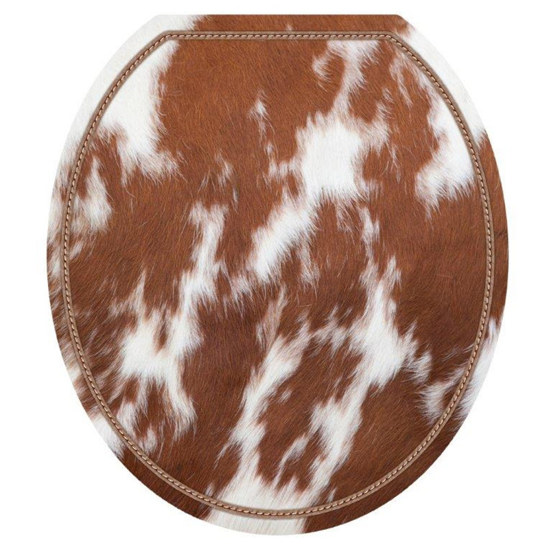 Décalcomanie de siège de toilette en cuir de vache Western, Rond