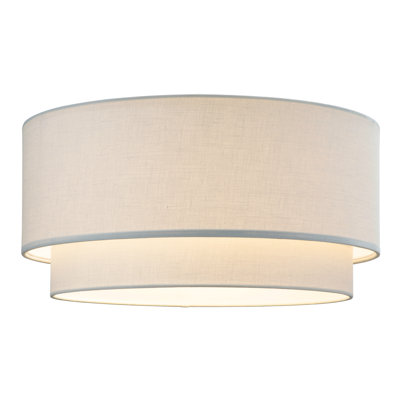 Artiva Large Premium Double Drum Linen Shade, Ivory