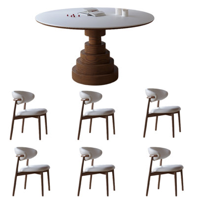 Sintered Stone Ash Wood Round Dining Table Set -  HomeLuxea, YWY0S3OKGL