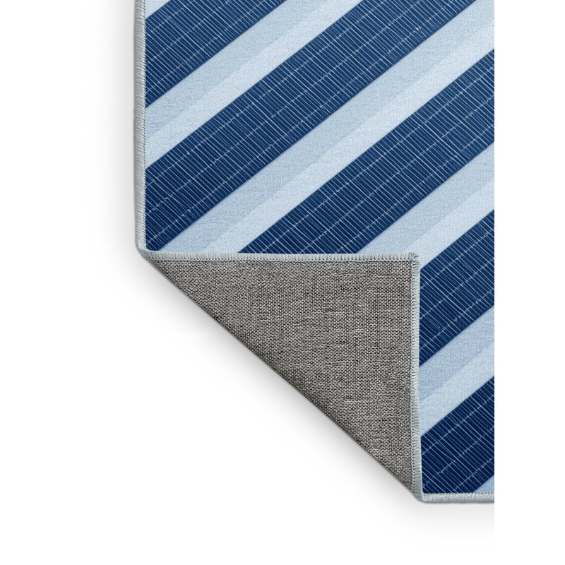 Tapis moderne et contemporain oscar à panneaux solaires lavable à la machine en bleu - Reliure bleu ciel, 2x5