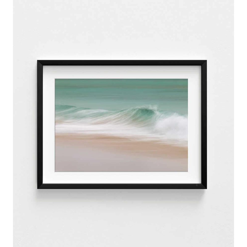 Wave Wall Art Print: Coastal Design - Wood Frame Options, H 42 po x l 56 po, Reproduction encadrée avec passe-partout, Black