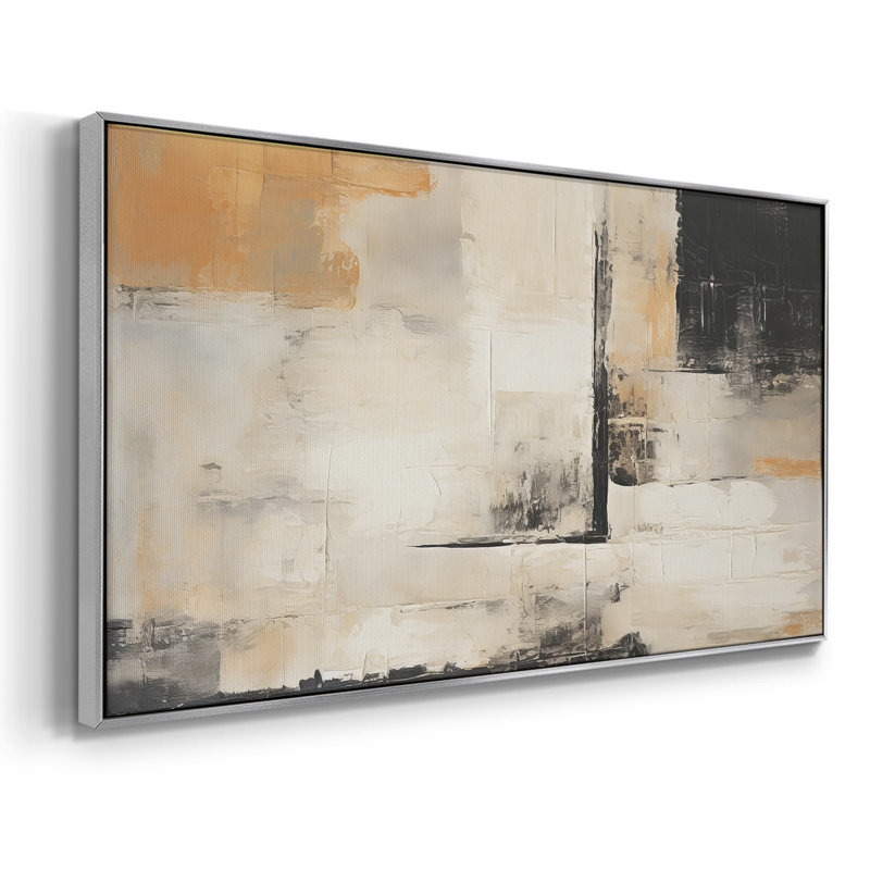 «Abstract Series» -CCCLLXX- Toile tendue avec châssis tendue - Prêt à accrocher, H 25 po x l 49 po, Noir
