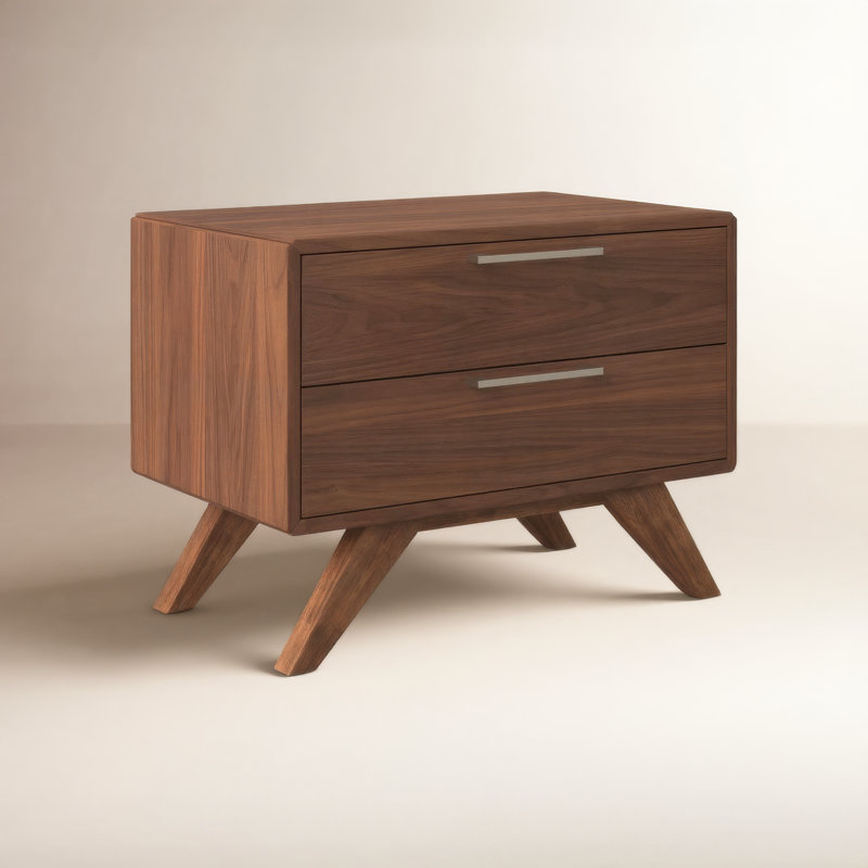 Table de chevet 2 tiroirs Glow, Noyer