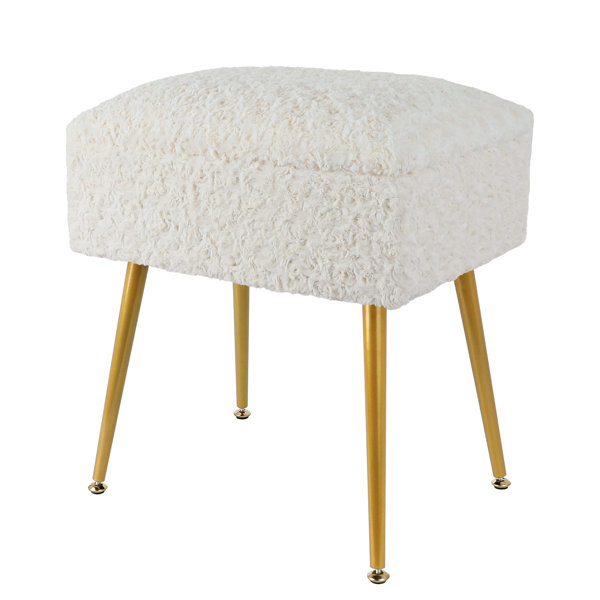 Tabouret De Coiffeuse Rembourré Blanc - 30x40x46 Cm, Charge 150 Kg, Facile à Monter - Dressing, Chambre