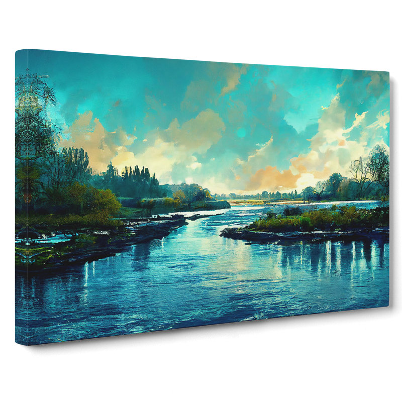 River Modern Art - Wrapped Canvas Print, 35cm H x 50cm W x 3cm D