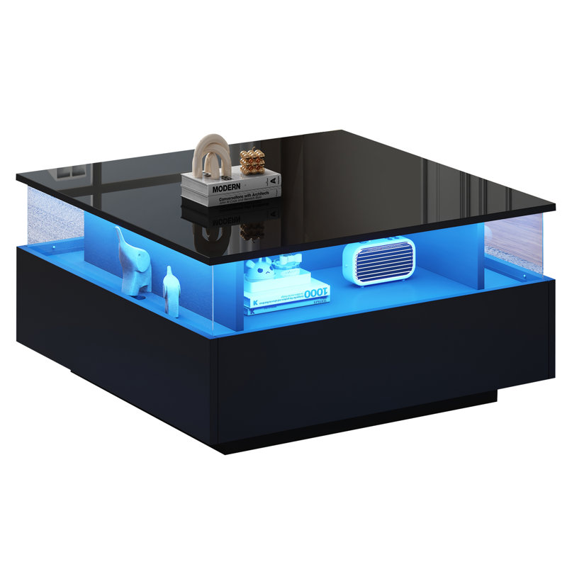 Deallen Block Coffee Table with Storage, Black