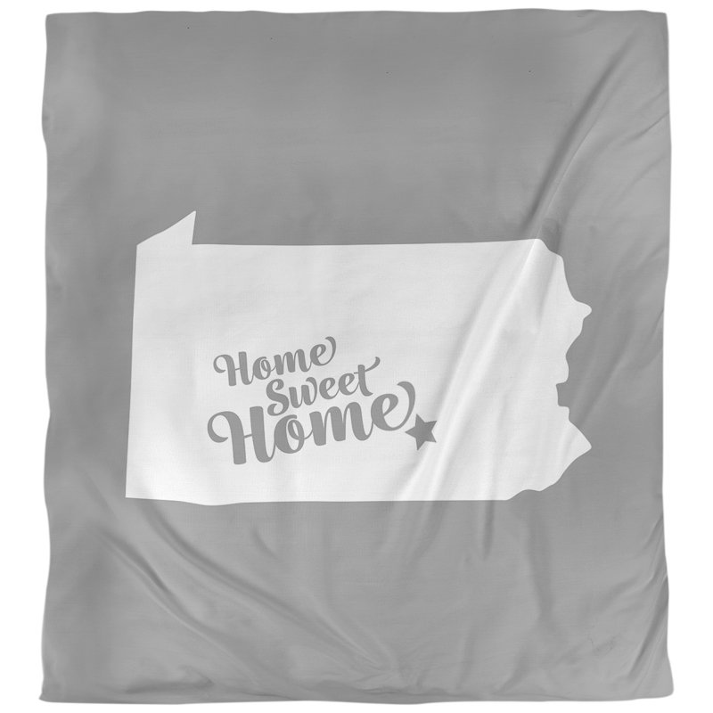 Housse de couette réversible simple Home Sweet Harrisburg, Polyester brossé, Housse de couette pour très grand lit, Gris