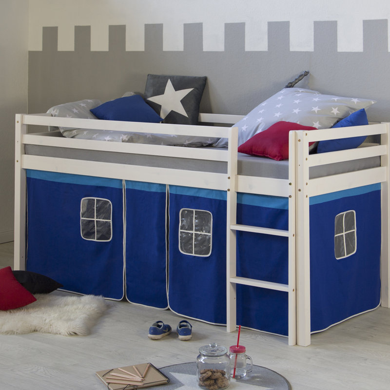 Amie European Single (90 X 200Cm) Solid Wood Low Loft Bed by Zoomie Kids, Blue