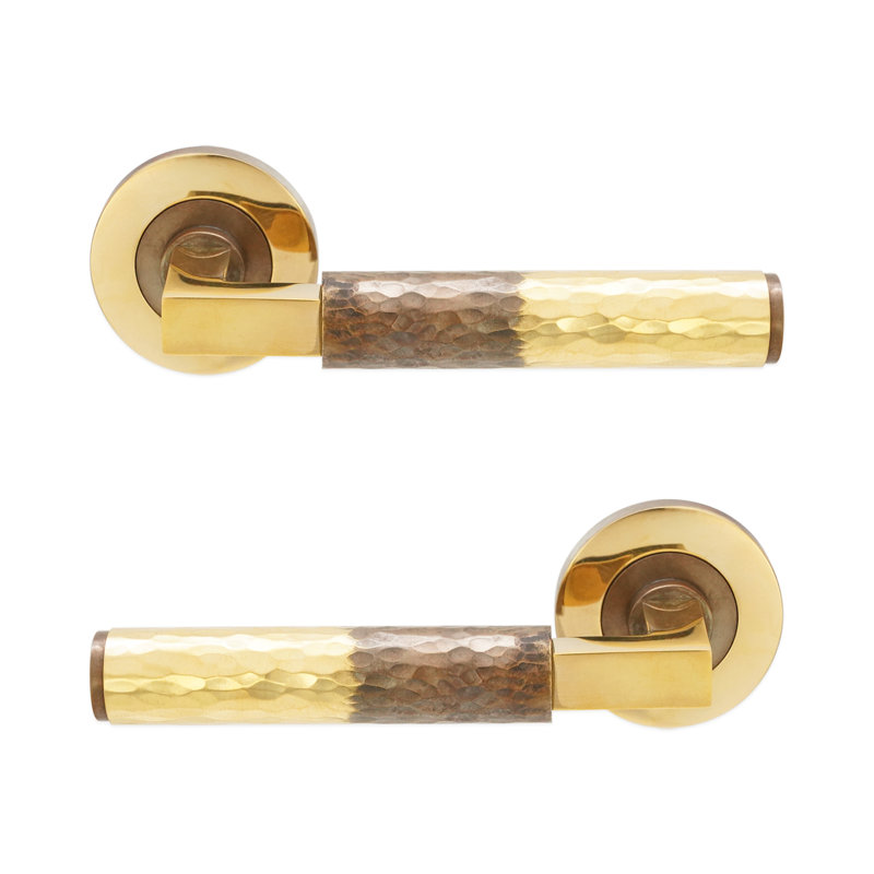 Hammered Knurlmond Lever on Rose Aged Brass