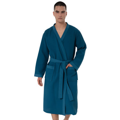 Turkish Cotton Waffle Boy / Man+ Mid-Calf Bathrobe with Pockets and Hood for Kids