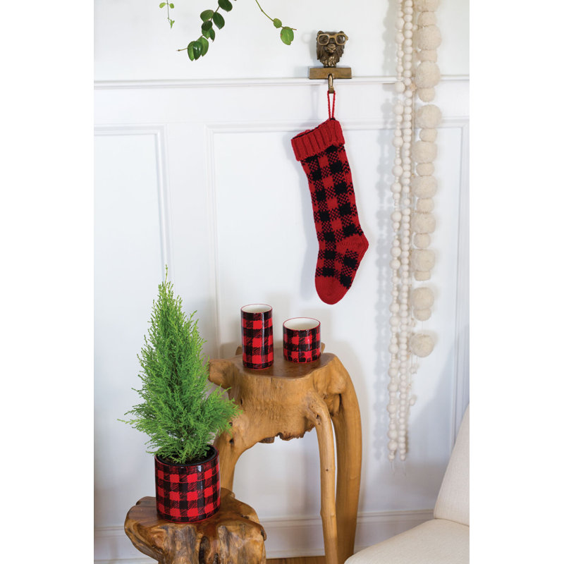 Chaussette de Noël à carreaux Buffalo 6,75 po x 1,25 po x 22,5 po