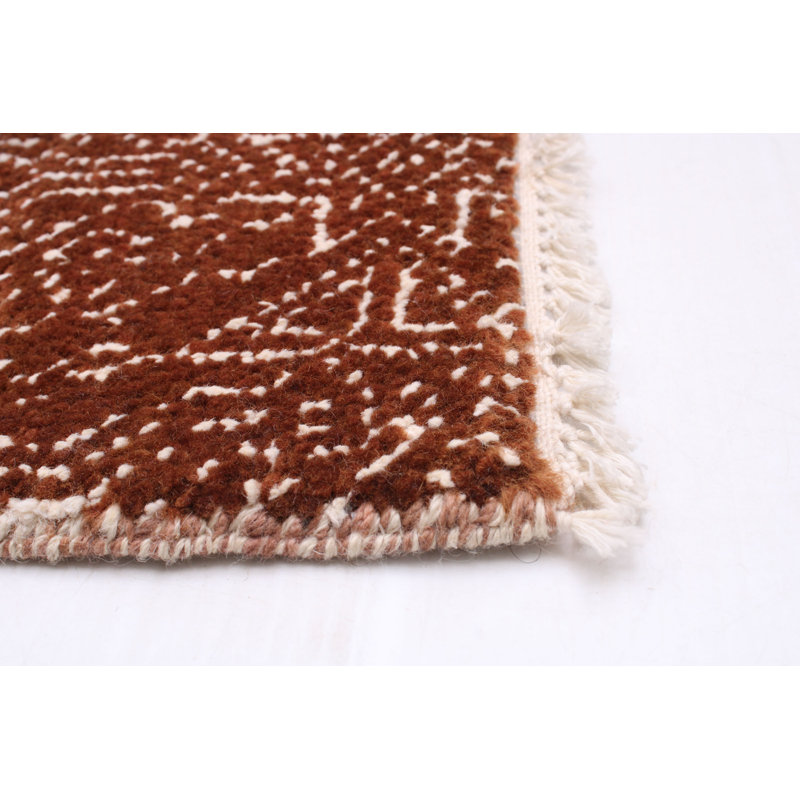 Tapis brun foncé en laine noué à la main de conception unique 8 pi 10 po x 11 pi 7 po New Age