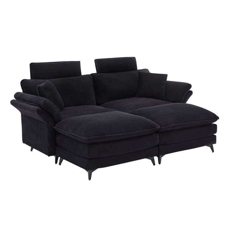 Deep Seat Sectional Sofa,Comfortable Cloud Sofa with Ottomans,loveseat Sofa,Modern Corduroy Upholstered Sectional Sofa for Living Room,Apartment,Studio,Office