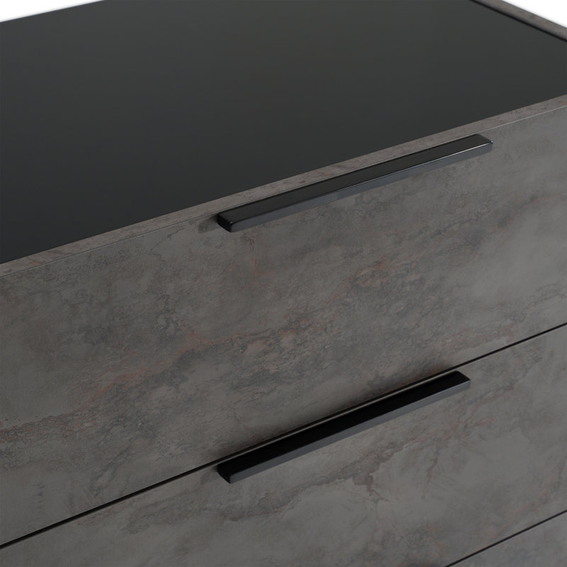 Ensemble de chambre à coucher 4 pièces Jadaliz - Modern Volcano Oxide Grey, Grand