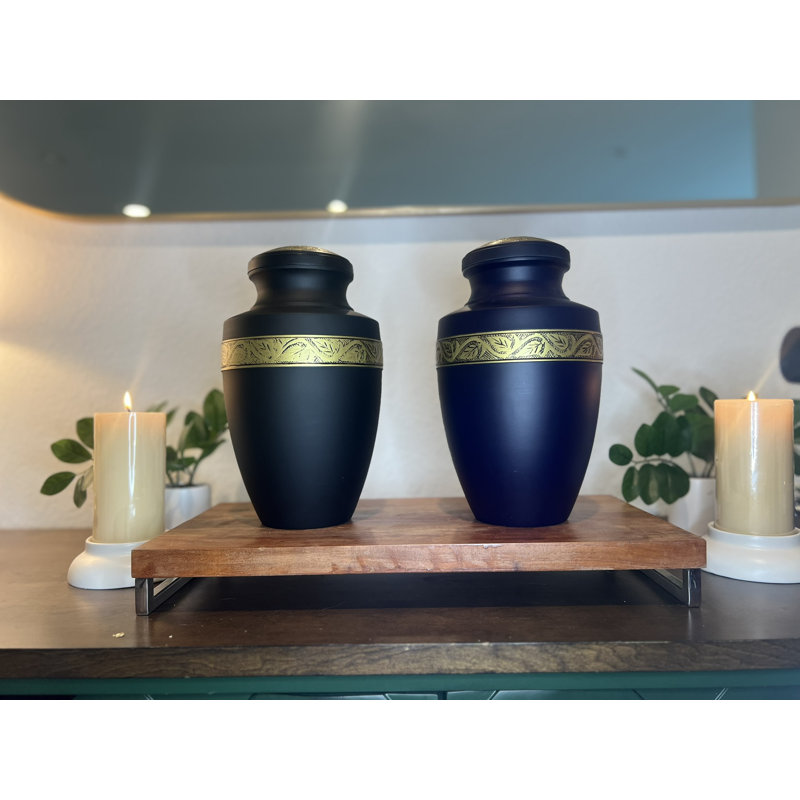 Leaf Vine Matt Adult Cremation Urn, Matt Blue