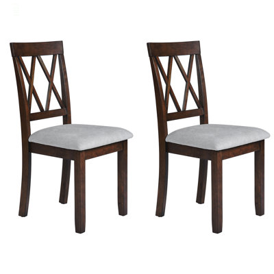 Ensemble de 2 chaises de salle à manger, chaises d'appoint de salle à manger rembourrées en tissu avec pieds en bois massif et siège rembourré