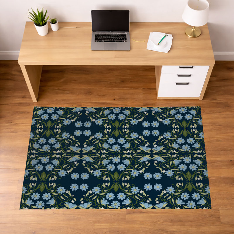 Tapis de bureau léger antidérapant Millie, L 84 po x P 60 po, Marine