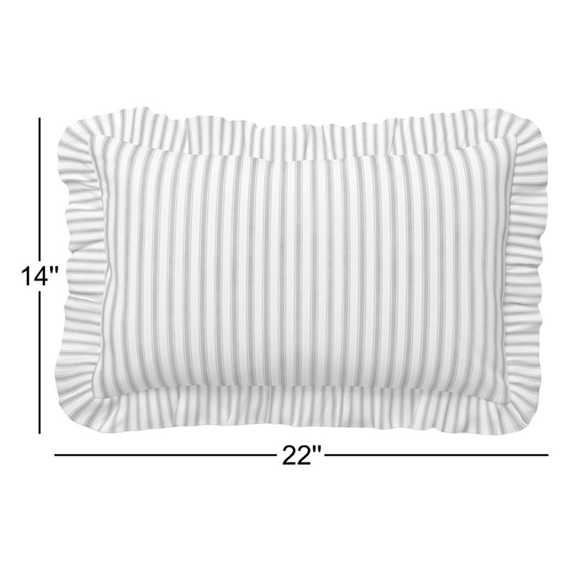 Oreiller rectangulaire en coton Vanora Faust, Bleu denim / blanc cassé, Polyester/ Bourre en polyester