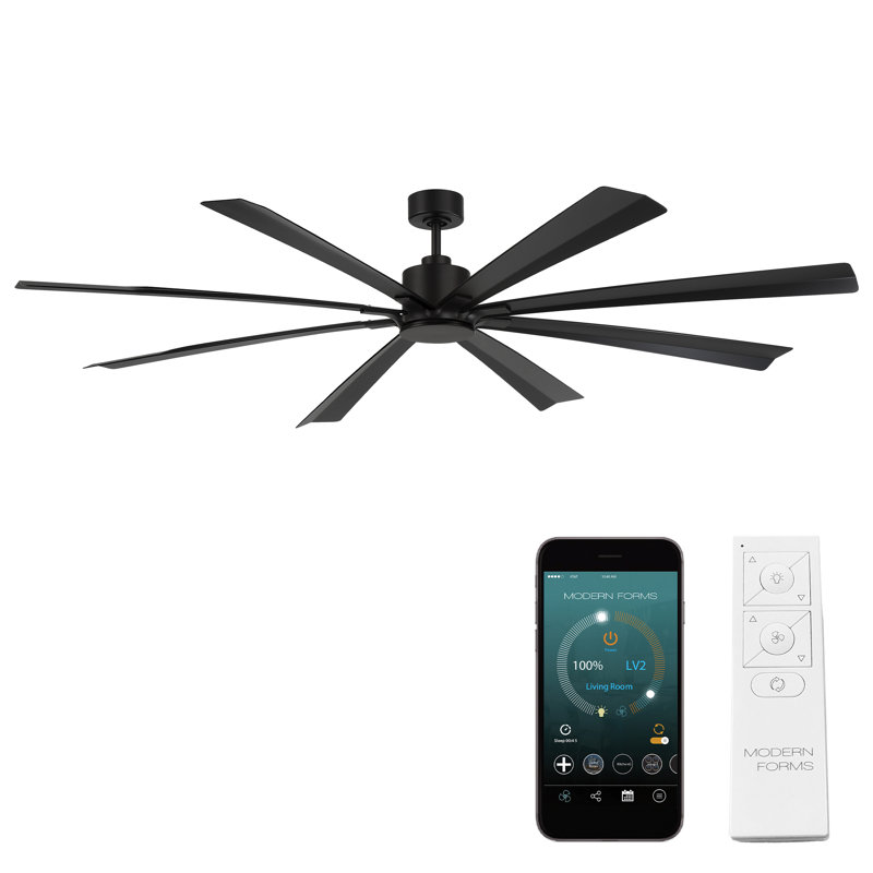 Size Matters 8-Blade Smart Ceiling Fan, 84", No, Matte Black