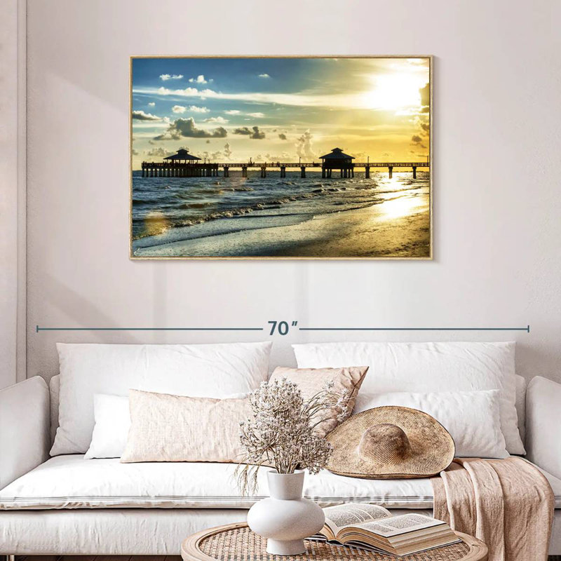Fort Myers Pier, Cadre flottant en bois naturel, 40 po x 27 po