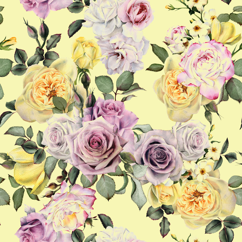 Motif floral sans couture avec des roses, H 12 po x l 12 po