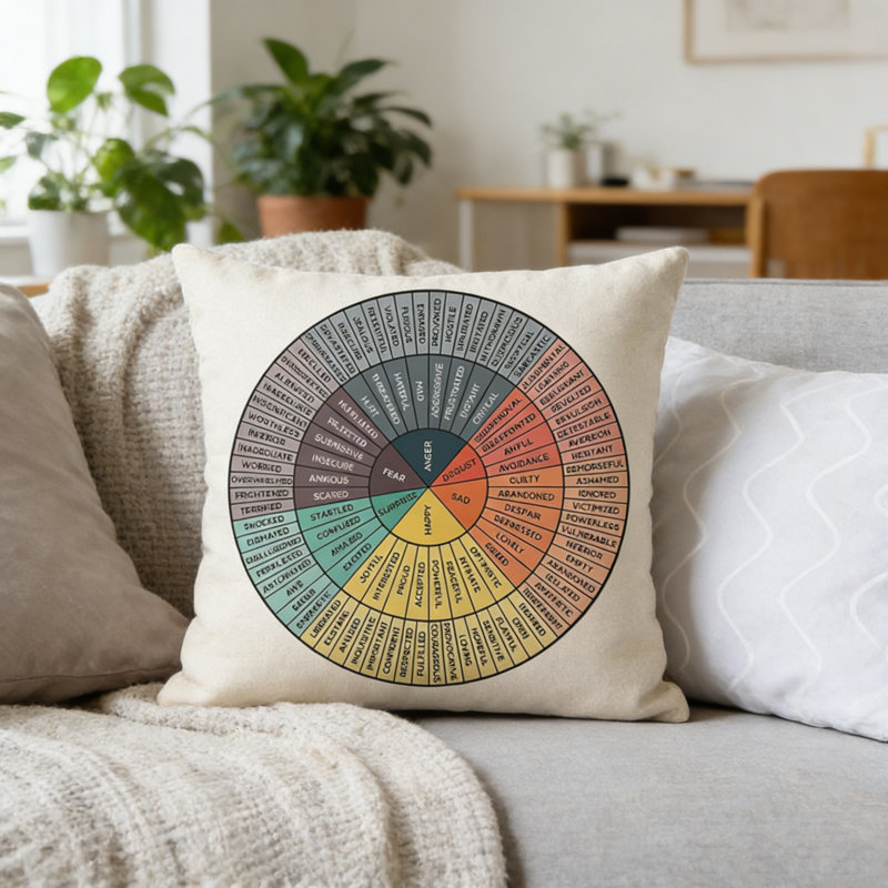 Ensemble de 2 taies d'oreiller carrées en lin 18 x 18 pouces Housse de coussin Sentiment de roue Thème de housse de coussin à fermeture à glissière cachée, format A4