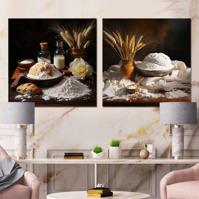 Ensemble de 2 reproductions d'art sur toile Baroque, Toile tendue, H 16 po x l 33 po x P 1 po