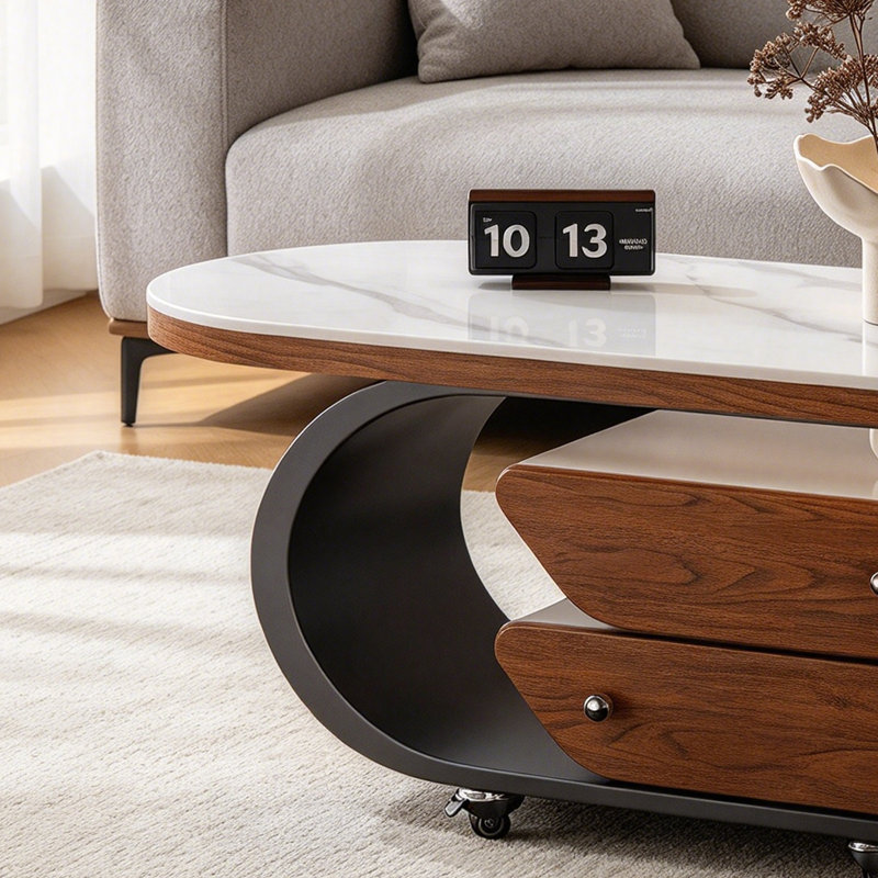 Haings Slate Top Coffee Table, 19.68" H x 31.49" W x 15.74" D, Gray / Black / White, Marble