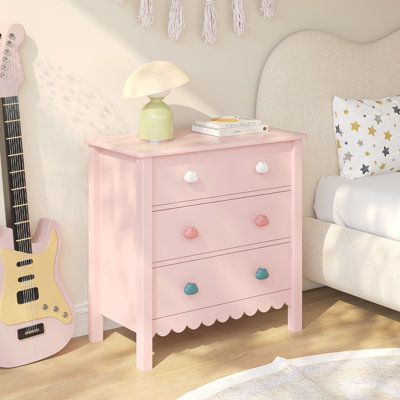 27.5" Wide 3-Drawer Modern Accent Pink Chest with Anti-Tip Safety Kit,