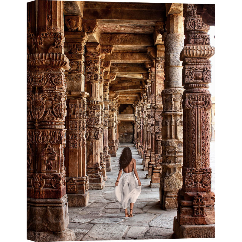 At The Temple, India by Marc Moreau - Wrapped Canvas Print, 80cm H x 60cm W x 4cm D