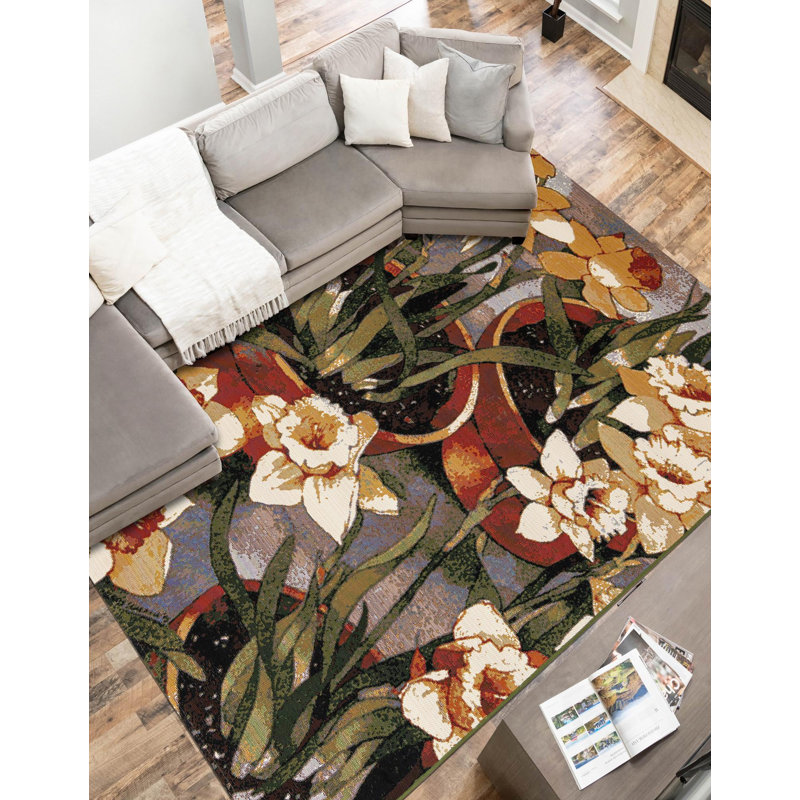  Verdure Outdoor Botanical Rug, Rectangle 5'1" x 7'1"