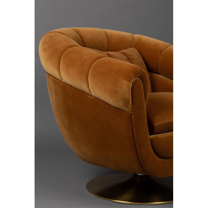 Member Swivel Lounge Chair, Orange Cotton Blend