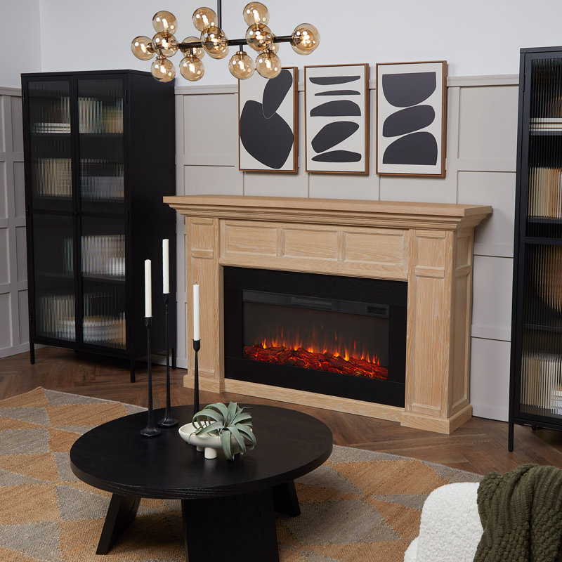 Alcott 75" Landscape Electric Fireplace by Real Flame, Standard, White Oak