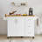 Kitchen Island With Drop Leaf Countertop, Rolling Kitchen Island Cart , Barn Door Kitchen Island Table With Storage Cabinet And Tower Rack, Island Table On Wheels For Kitchen-1575228401