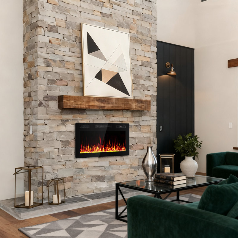 30" Ultra Thin Electric Fireplace，wall-mounted & Recessed Fireplace For Living Room & Indoor Decoration，remote Control，adjustable Flame Color And Brightness，750w/1500w
