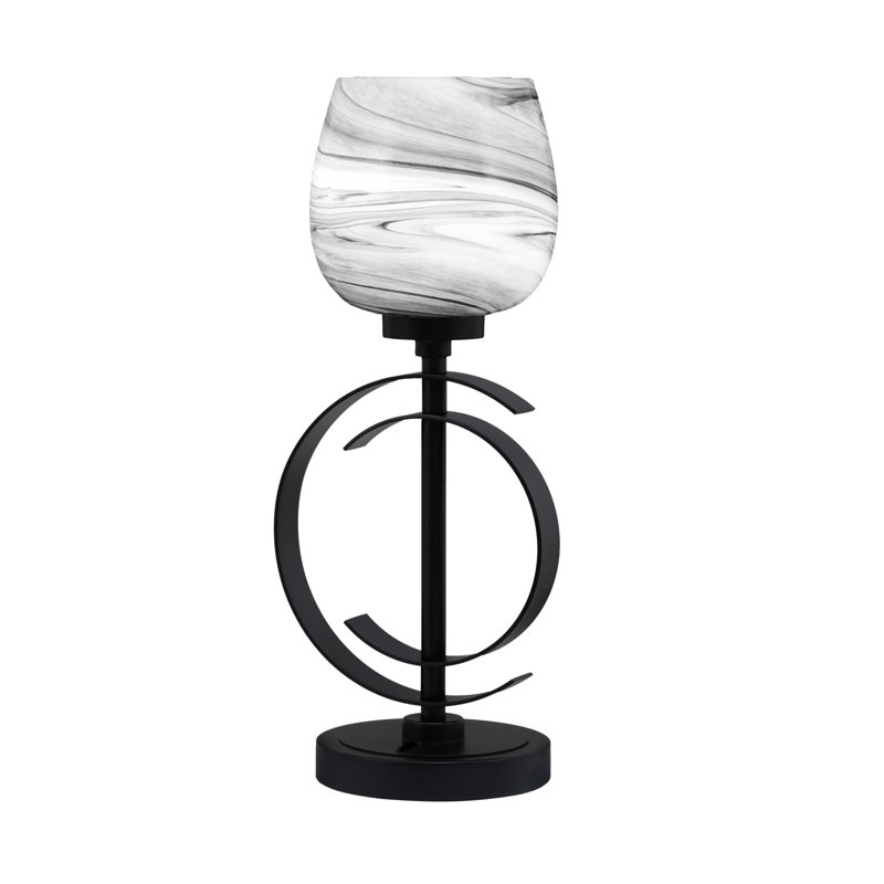 Lampe de table en acier inoxydable Vyshnavi, Noir mat